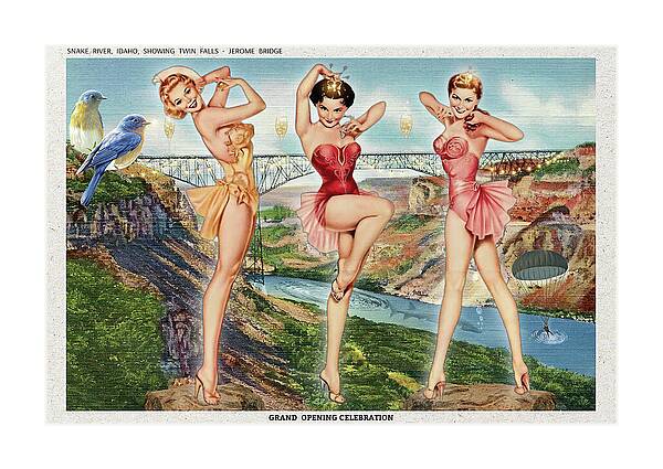 “The Follies Girls Visit Idaho” postcard - Horizontal Art Print