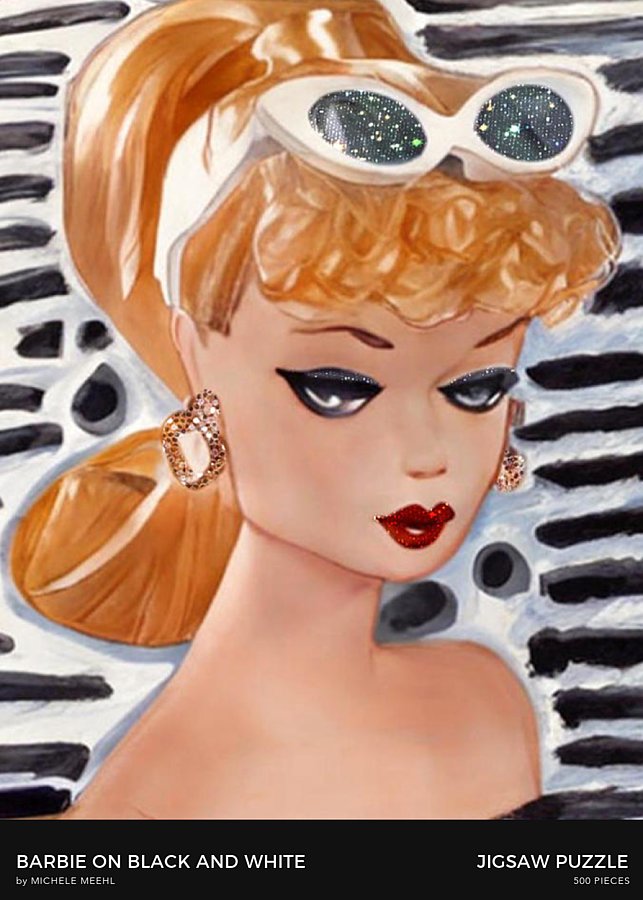 BarBie on Black and White - Jigsaw Puzzle