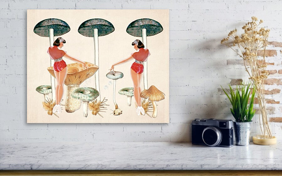 Life Under the Mushroom Caps - Metal Print