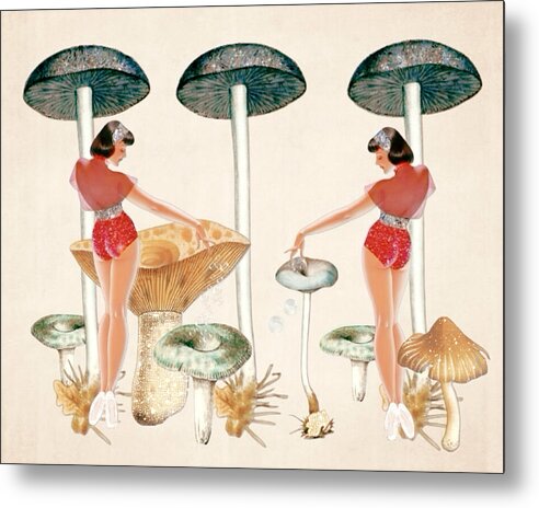 Life Under the Mushroom Caps - Metal Print