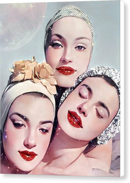 Moonlit Beach Babes - Canvas Print