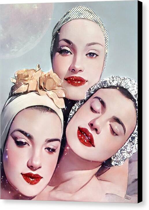 Moonlit Beach Babes - Canvas Print