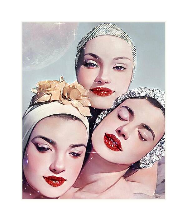 Moonlit Beach Babes - Vertical Art Print