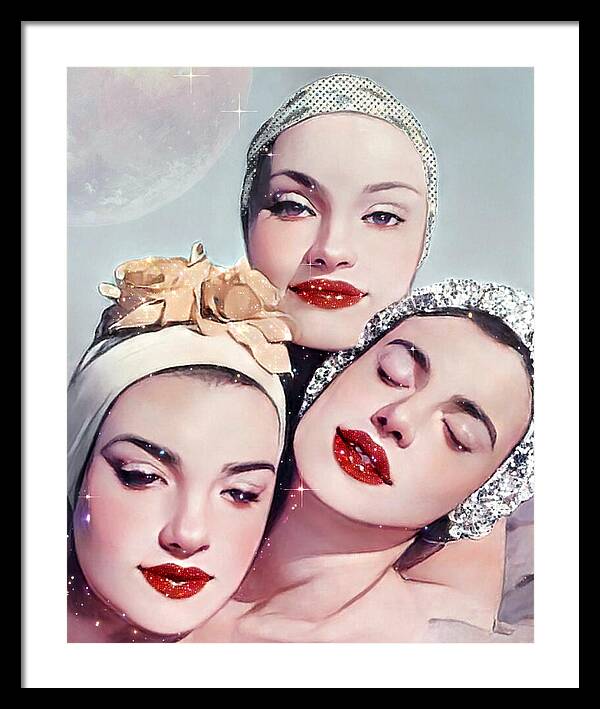 Moonlit Beach Babes - Framed Print