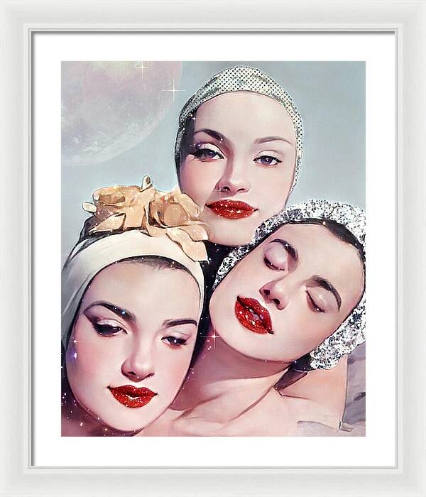 Moonlit Beach Babes - Framed Print