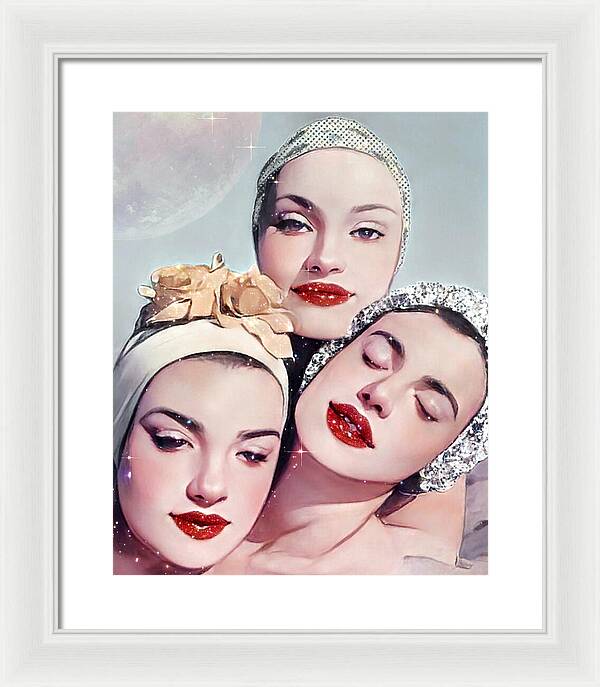 Moonlit Beach Babes - Framed Print