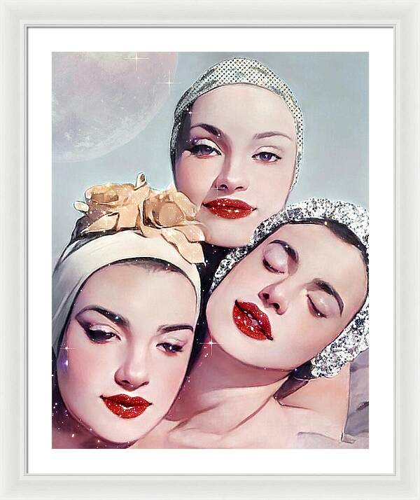 Moonlit Beach Babes - Framed Print
