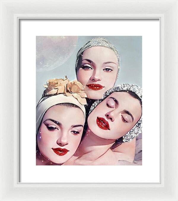 Moonlit Beach Babes - Framed Print