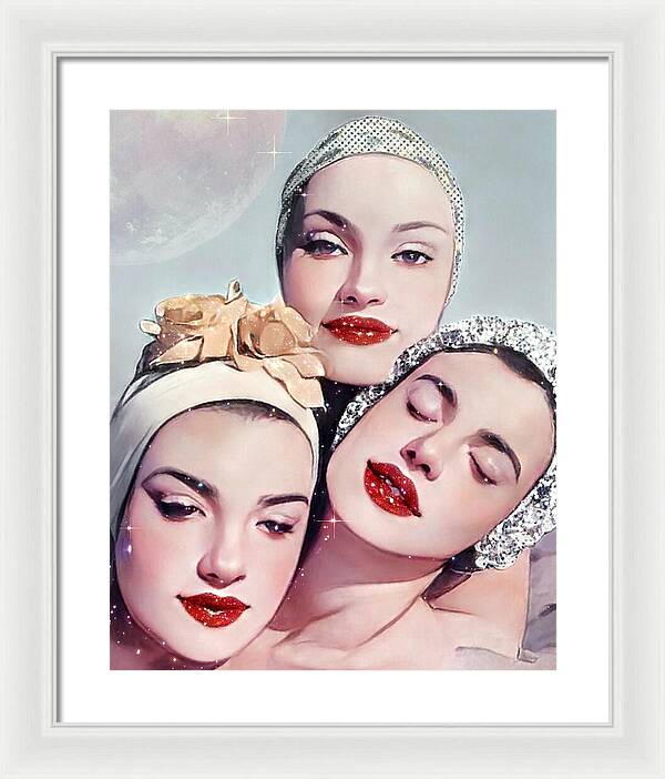 Moonlit Beach Babes - Framed Print