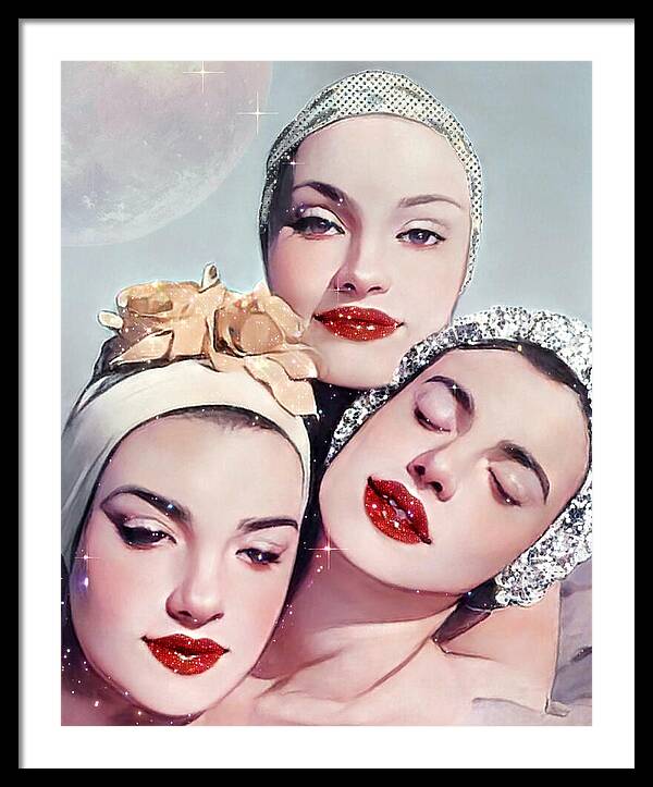 Moonlit Beach Babes - Framed Print