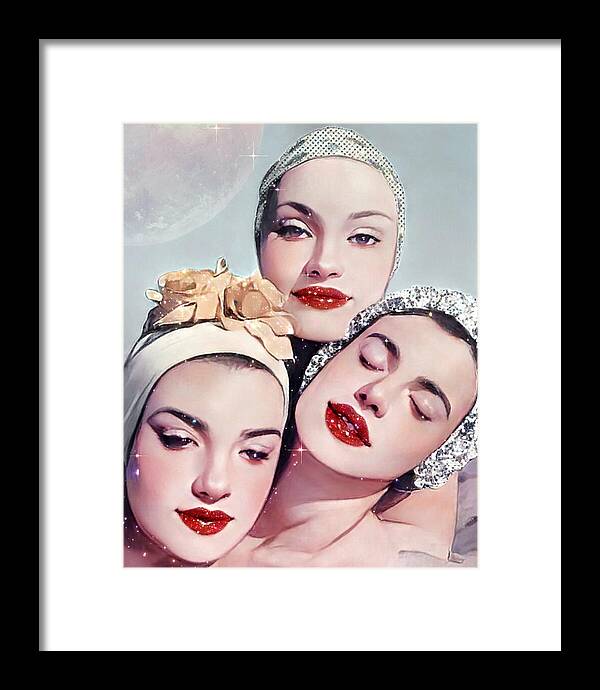 Moonlit Beach Babes - Framed Print