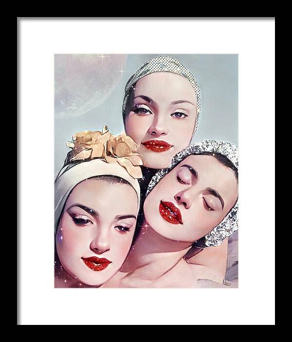 Moonlit Beach Babes - Framed Print