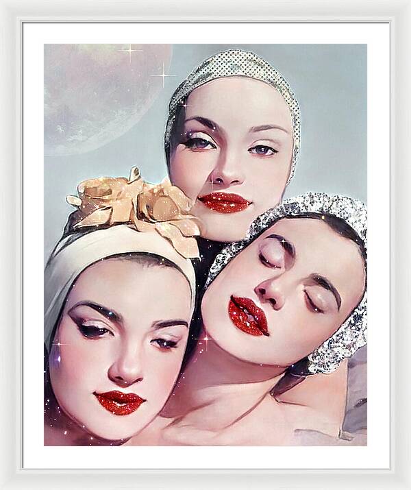 Moonlit Beach Babes - Framed Print