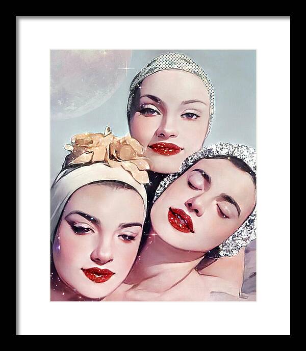 Moonlit Beach Babes - Framed Print