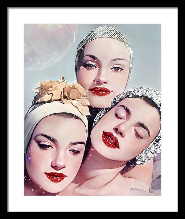 Moonlit Beach Babes - Framed Print