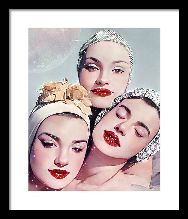 Moonlit Beach Babes - Framed Print