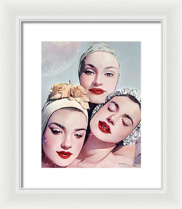 Moonlit Beach Babes - Framed Print