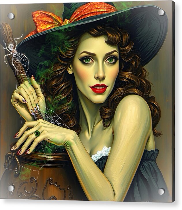 Stirring The Pot - Halloween Square Acrylic Print
