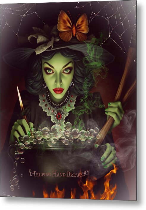 The Helping Hand Brew-Mistress - Halloween Metal Print