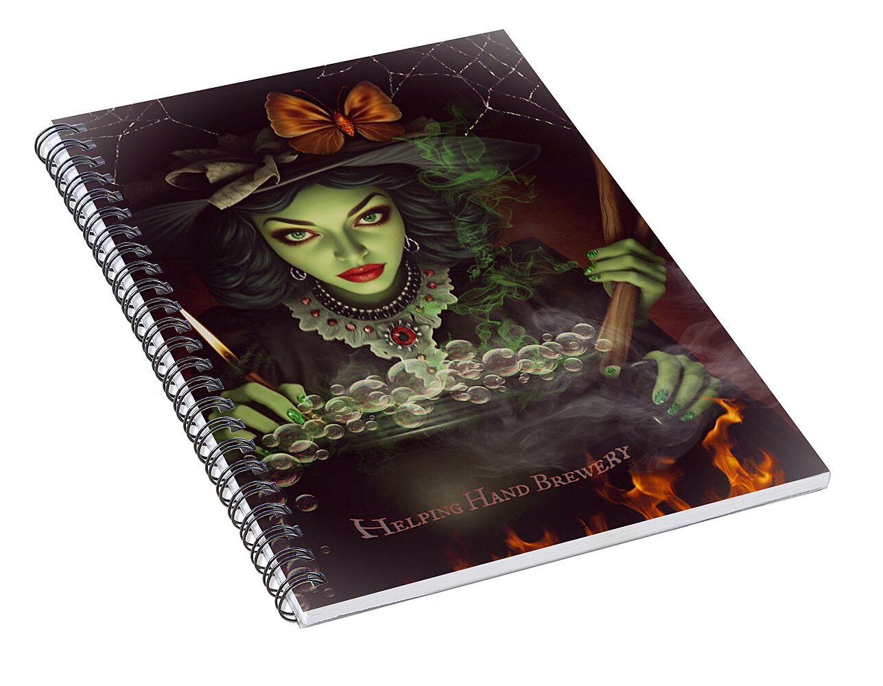The Helping Hand Brew-Mistress - Halloween Spiral Notebook