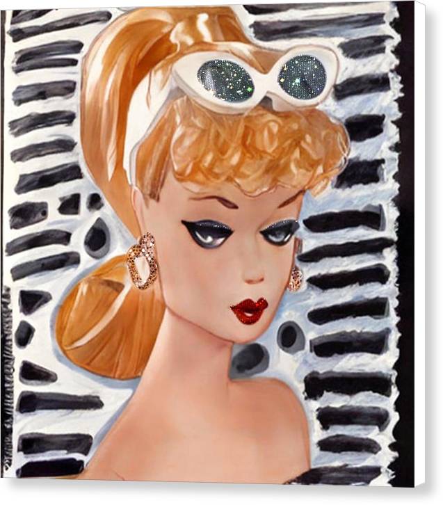 BarBie on Black and White - Canvas Print