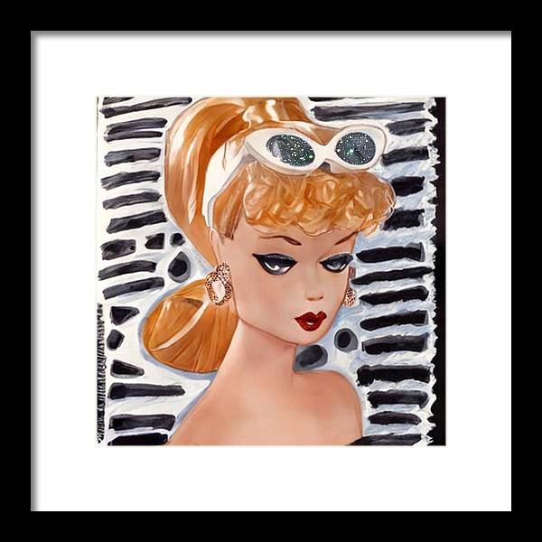 BarBie on Black and White - Framed Print