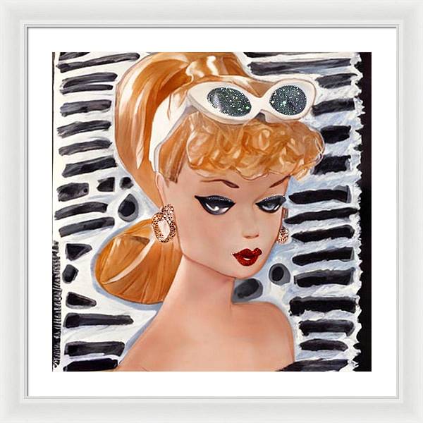 BarBie on Black and White - Framed Print