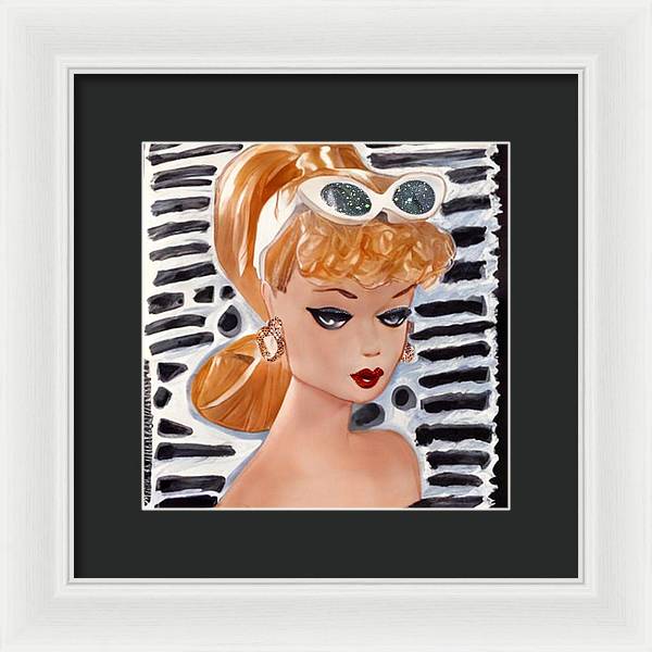BarBie on Black and White - Framed Print
