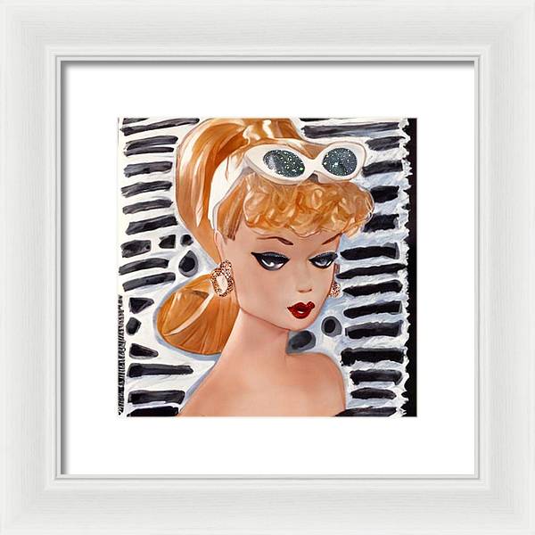 BarBie on Black and White - Framed Print