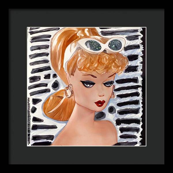 BarBie on Black and White - Framed Print