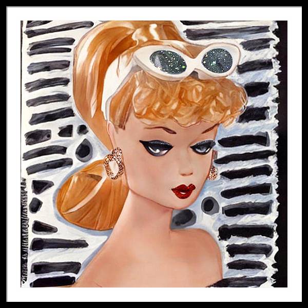 BarBie on Black and White - Framed Print