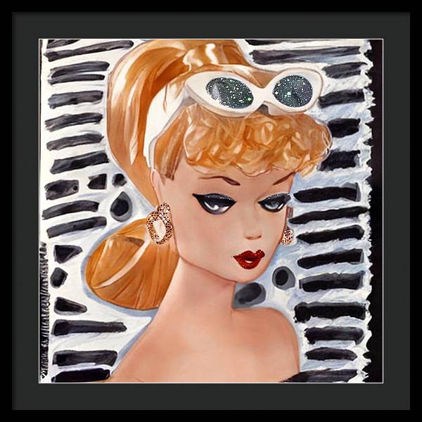 BarBie on Black and White - Framed Print