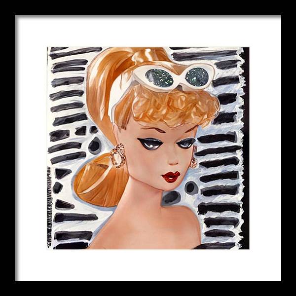 BarBie on Black and White - Framed Print