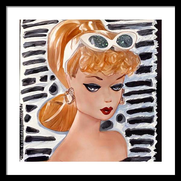 BarBie on Black and White - Framed Print