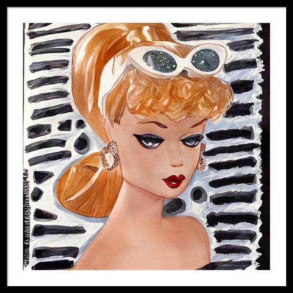 BarBie on Black and White - Framed Print