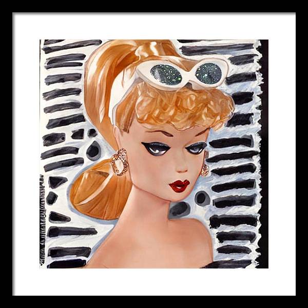 BarBie on Black and White - Framed Print