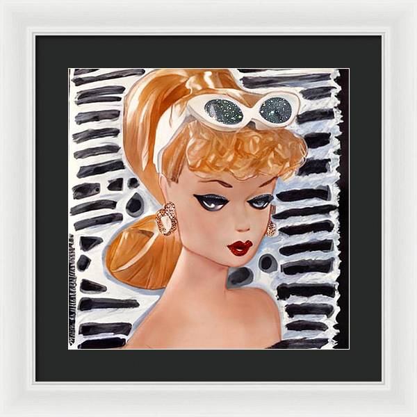 BarBie on Black and White - Framed Print