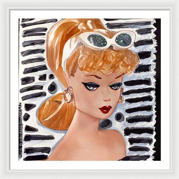 BarBie on Black and White - Framed Print