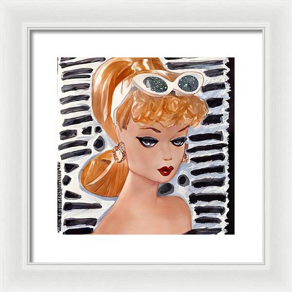 BarBie on Black and White - Framed Print
