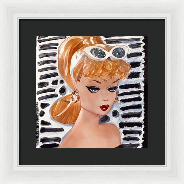 BarBie on Black and White - Framed Print