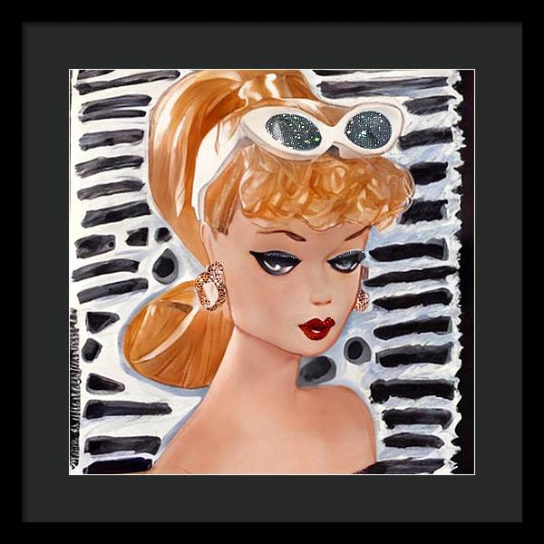BarBie on Black and White - Framed Print