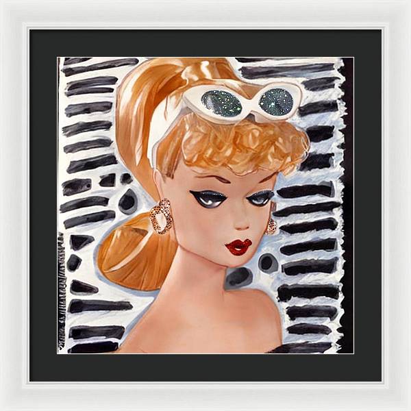 BarBie on Black and White - Framed Print