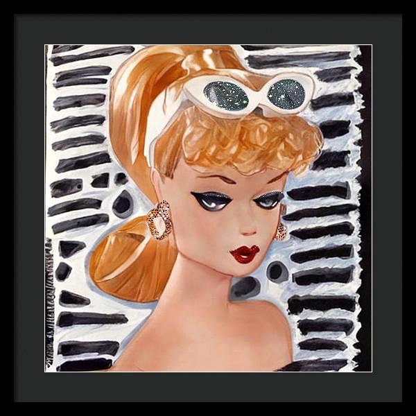 BarBie on Black and White - Framed Print