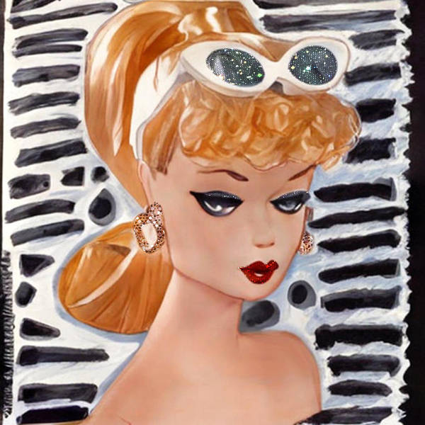 BarBie on Black and White - Square Art Print