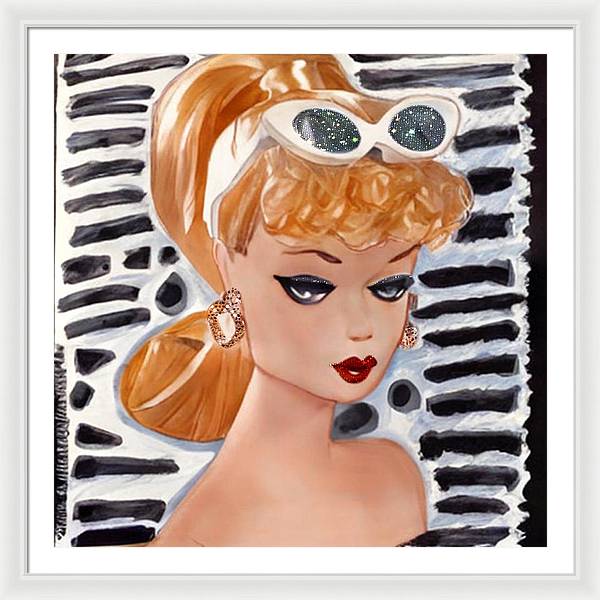 BarBie on Black and White - Framed Print