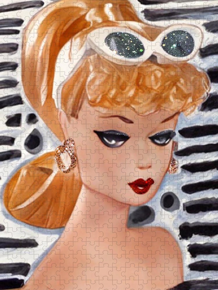 BarBie on Black and White - Jigsaw Puzzle