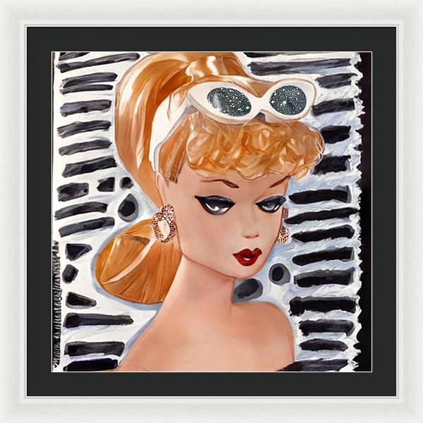 BarBie on Black and White - Framed Print