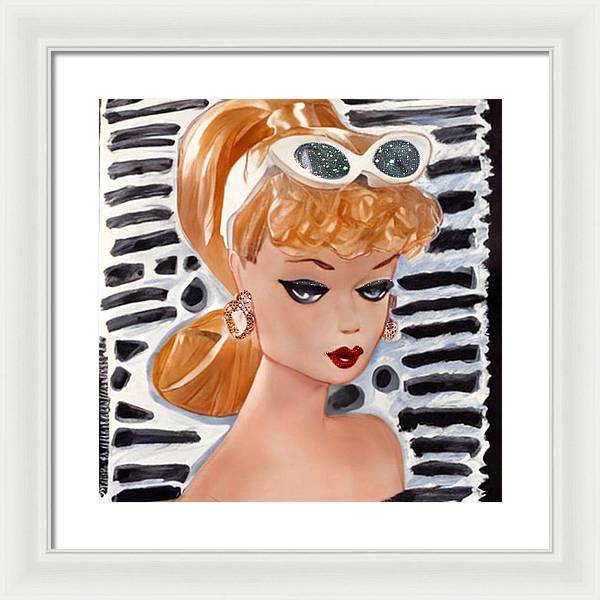 BarBie on Black and White - Framed Print