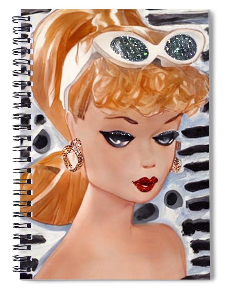 BarBie on Black and White - Spiral Notebook