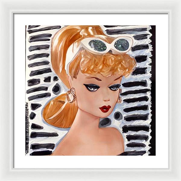 BarBie on Black and White - Framed Print